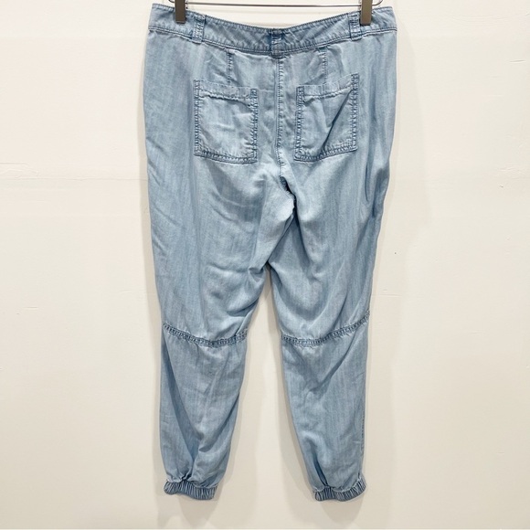 Loft Chambray Cargo Jogger Pants Light Blue 4 Petite - Picture 2 of 7